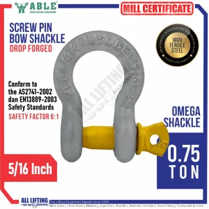 SCREW PIN BOW Shackle Omega ABLE SPB008 0.75Ton Main
