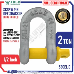 Screw Pin Dee Shackle ABLE SPD013 2Ton Main