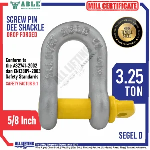 Screw Pin Dee Shackle ABLE SPD016 3.25Ton Main