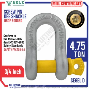 Screw Pin Dee Shackle ABLE SPD019 4.75Ton Main