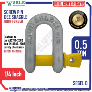 Shackle Dee 0.5 Ton Screw Pin ABLE SPD006 - MAIN