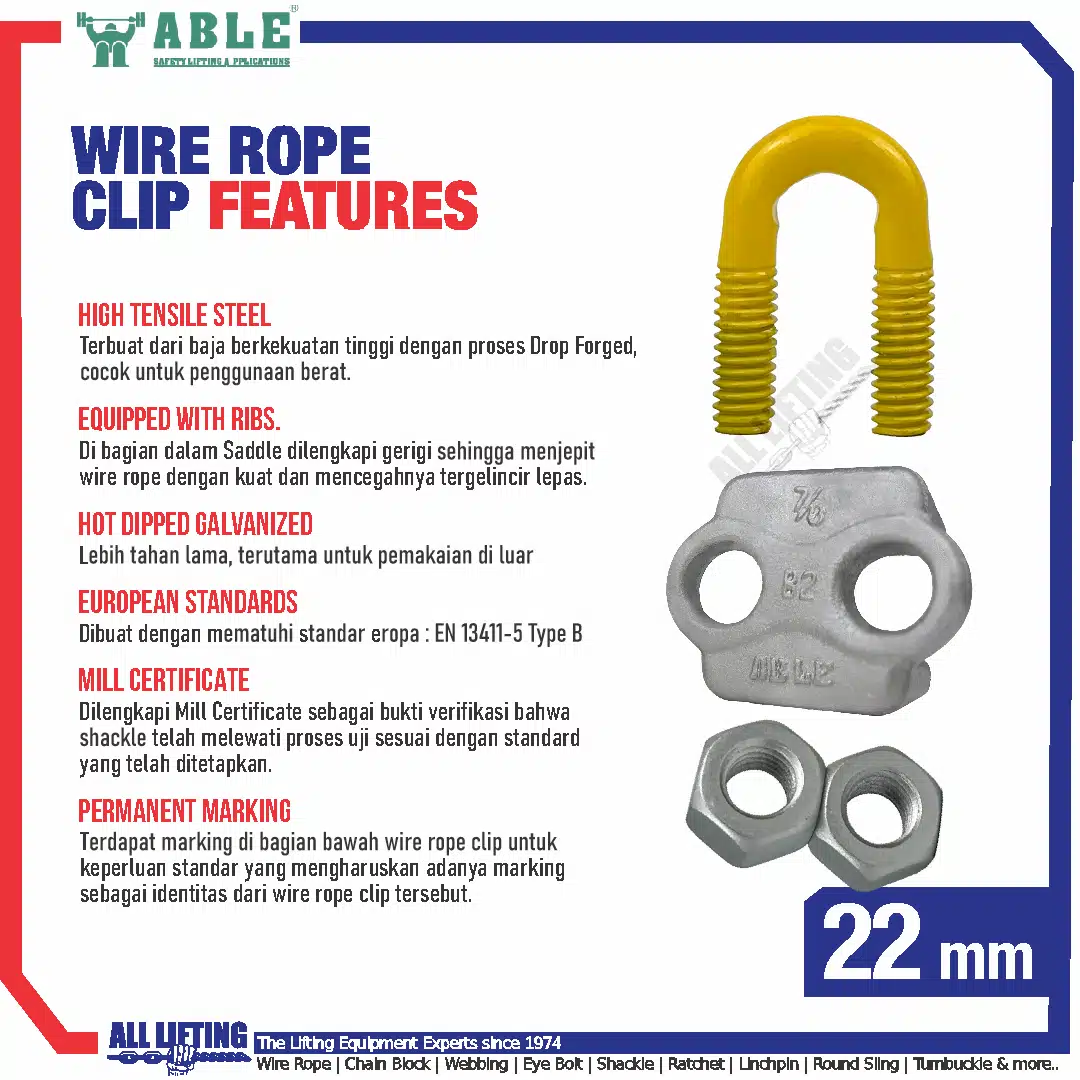 Wire Rope Clip 22 mm 7/8