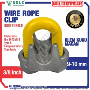 Wire Rope Clip 9-10 mm 3/8 Inch Klem Seling Bulldog Brand ABLE WRC010 Main