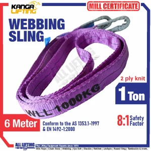 Jual WEBBING SLING 1T 6M - 1 Ton 6 Meter Safety Factor 8:1 Asutralian Standard & European Standard